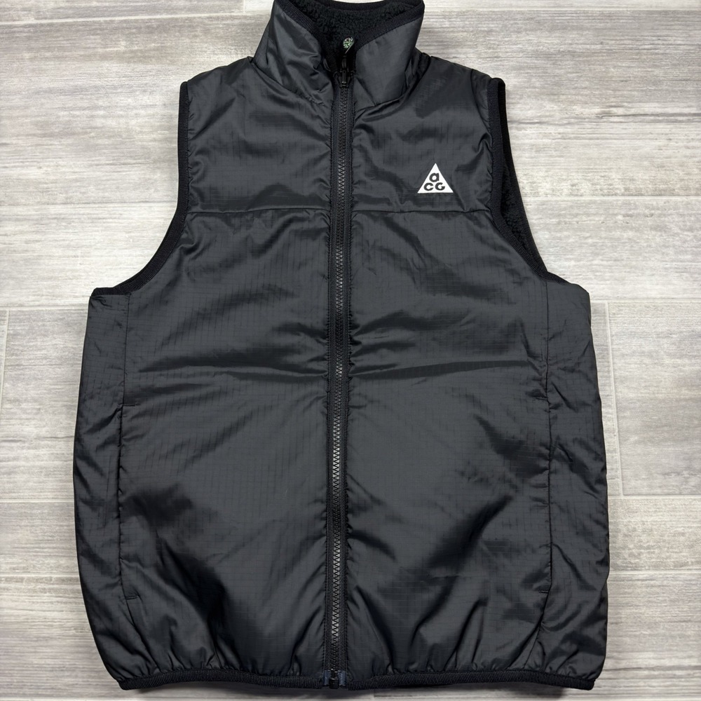 Nike ACG Fleece Vest Black Full Zip Therma Fit Reversible Kids Medium FZ5424-010